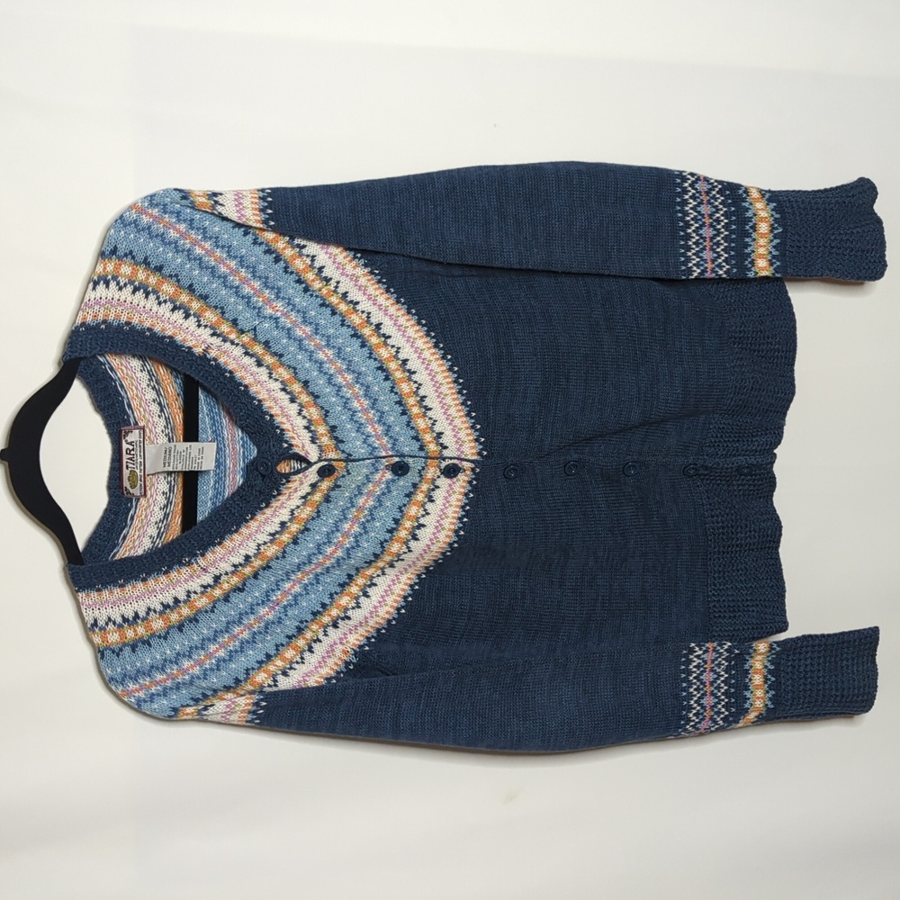 Tiara International faire isle knit cardigan